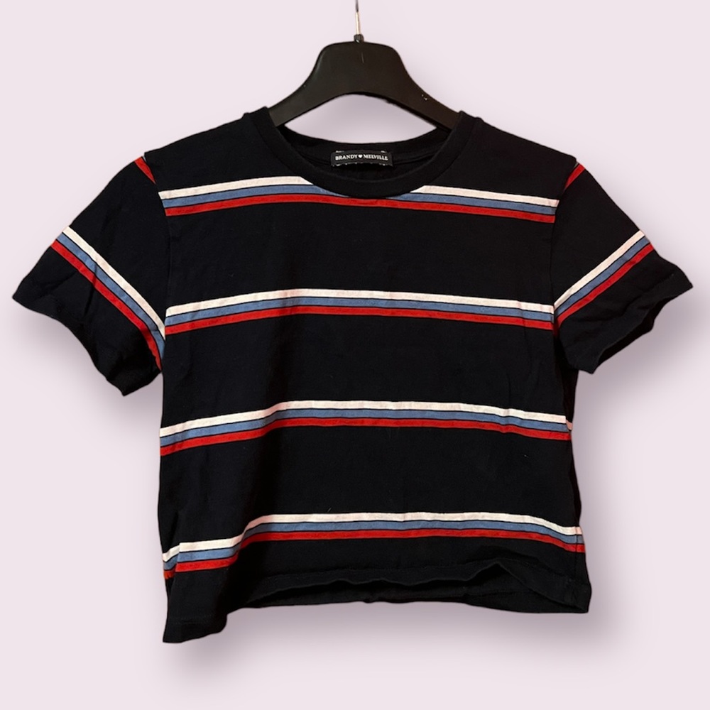 brandy melville striped cropped tank top